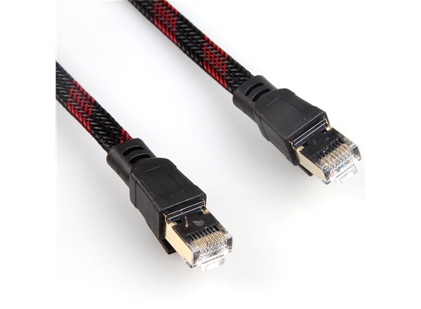 七類SFTP扁平純銅網絡跳線帶外編織網