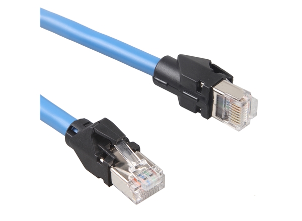 工（gōng）業網線超六類超高柔（róu）拖鏈（liàn）德式（shì）短休水晶頭藍色